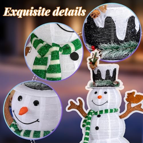 VINGLI 4FT Lighted Snowman Christmas Decorations Outdoor Indoor, Prelit 90 LED Snowman Home Yard Decor with Stakes, Weatherproof Xmas Holiday Winter Front Porch Lawn Garden Patio Pathway Display
