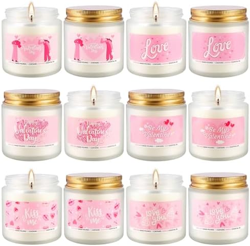 12 Pack Valentines Scented Candles,3.5oz Romantic Candle Gifts