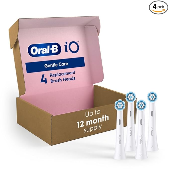 Oral-B iO Series Gentle Care Electric Toothbrush Replacement Brush Heads for an Oral-B Electric Toothbrush, 4 Count, White