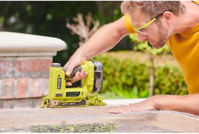 Ryobi 18-Volt ONE+ Cordless Compression Drive 3/8 in. Crown Stapler (Tool Only) P317 | Battery and Charger Sold Separately