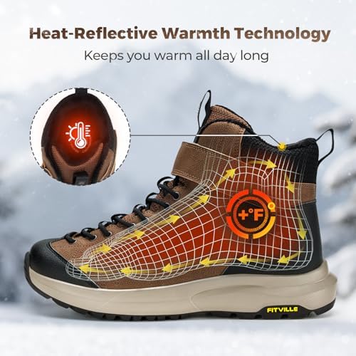 FitVille Wide Winter Boots for Men Warm Fur Lined Snow Boots
