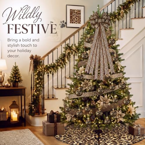 Sosation 29 Pcs Wild Glam Leopard Print Christmas Tree Decor Complete Set
