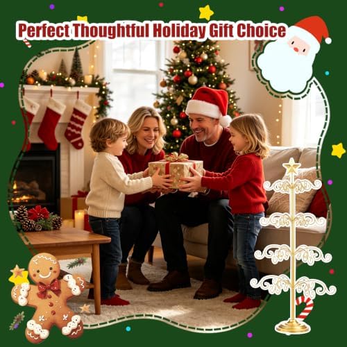 Metal Ornament Display Tree Stand, 4‑Tier Wrought Iron Christmas Tree Gold