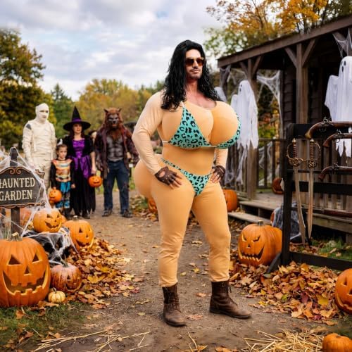 Unittype Mankini Halloween Costume for Men, Padded Bikini Babe Gag Jumpsuit