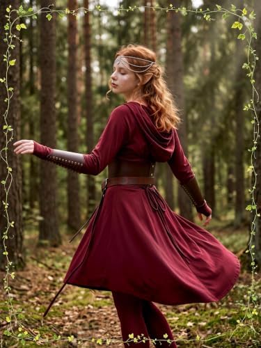 10 Pcs Women Renaissance Halloween Fairy Costume Medieval Hooded Elf Dress