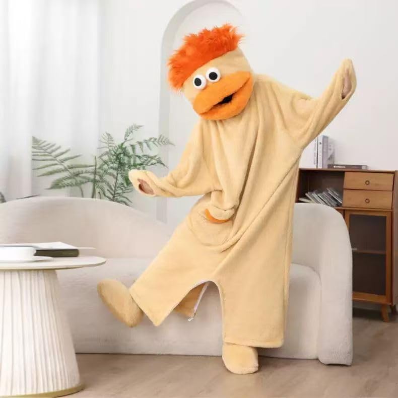 Adult Big Mouth Monster Onesie with Giant Comb, Funny Halloween Cosplay Outfit for Christmas Party Sleepwea