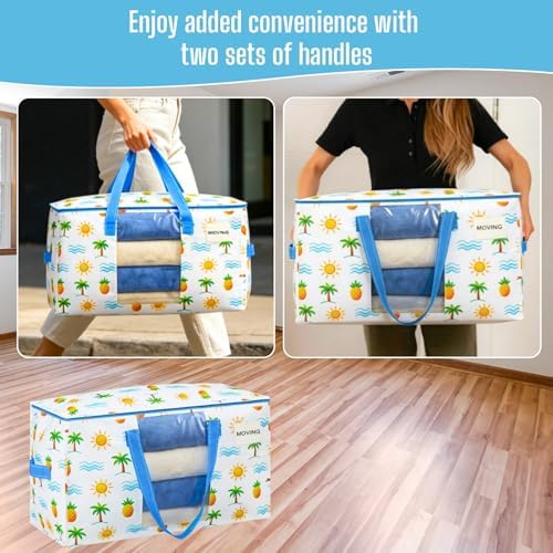 VENO Moving Bags, Wide Open Top, Clear Window, Tropical Island, 6 Pack