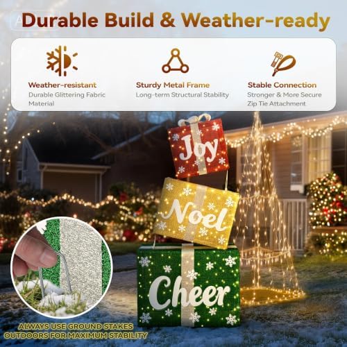 Jumbo Gift Box Outdoor Christmas Decoration with Timer&Remote Control
