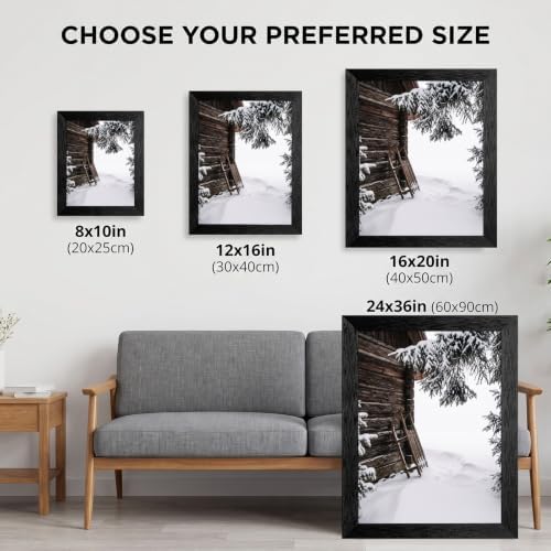 Framed Winter Sled Canvas Wall Art, Rustic, Black Frame Inch 24x36