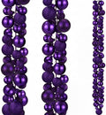 2 Pcs 6 ft Christmas Ball Ornament Garland, Dark Purple
