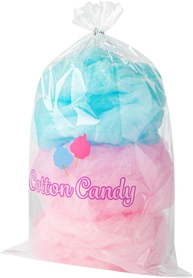 Bag Tek 12 x 18 Inch Bags For Cotton Candys, 100 Greaseproof Cottons Candy Bags - Hot & Cold Friendly, Freezable, Clear PE Plastic Cotton Candy Favor Bag, For Favors Or Goodie Bags - Restaurantware