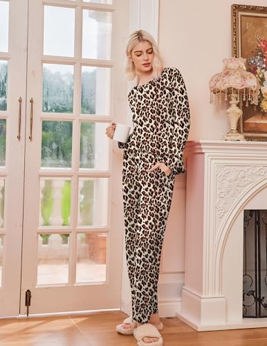 Ekouaer 2 Pack Womens Pajama Sets Long Sleeve Long Pants Pjs Loungewear