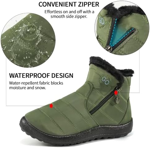 HARENCE Snow Boots for Women Winter Boot with Comfortable Warm Fur Lined Ankle Booties Outdoor Slip On Waterproof Short Boots