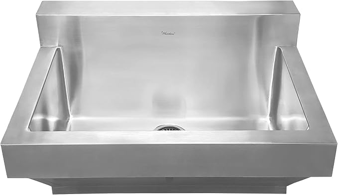 Whitehaus WHNC3022W-BSS Noah'S Collection 30-Inch Commercial Wall Hung Laundry-Scrub Sink, Brushed Stainless Steel