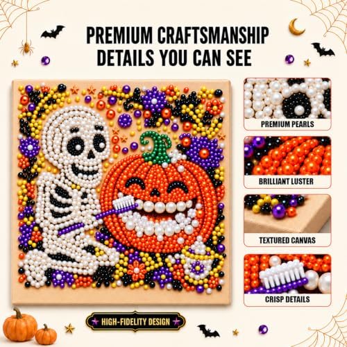 Diamond and Pearl Art Kits for Adults, Halloween Decorations, Framed Decor
