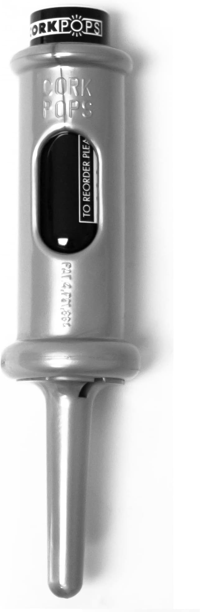 Cork Pops Original Wine Bottle Opener, 6.5 Inch – Made in USA, Effortless Push-Button Cork Removal, Includes Cartridge (Opens Up to 60 Bottles) (Silver, 1 Cartridge)