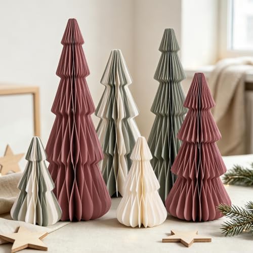 SUNBEAUTY Paper Christmas Tree, Neutral 3D Honeycomb Christmas Tree