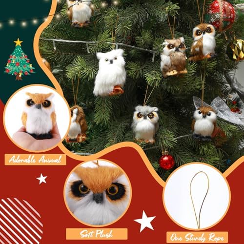 Skylety 15 Pcs Woodland Animal Ornaments Bulk,Various Owls