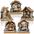 RattanView 5 Pcs Christmas Table Decorations Wooden Christian Religious Decoration Nativity Scene Centerpiece Holy Night Tiered Tray Decor Nativity Scene Christmas Block Signs for Home Kitchen Shelf