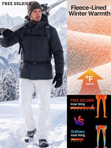 FREE SOLDIER Men's Outdoor Softshell Snow Ski Pants