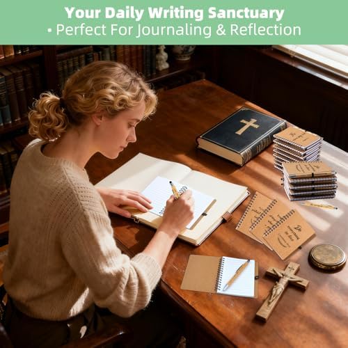120 PCS Bulk Christian Gifts, Prayer Journal for Women & Men, 60 Small Christian Notebooks, 60 Scripture Pens, Inspirational Notebooks for Church, Spiritual Gift for Bible Study, Faith Gift for Church