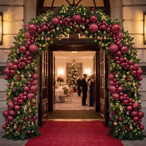 6 ft Christmas Ball Garland, Burgundy