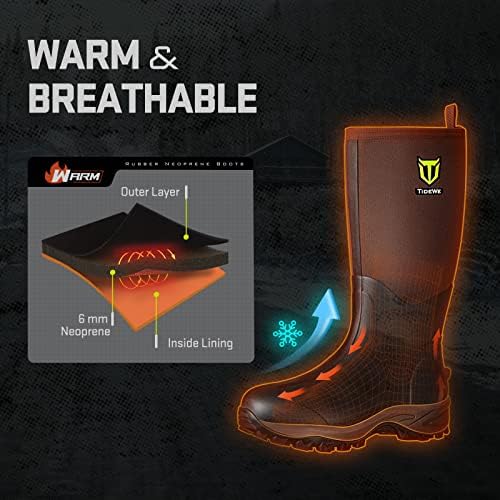TIDEWE Rubber Neoprene Boots for Men and Women, Waterproof Rain Boot