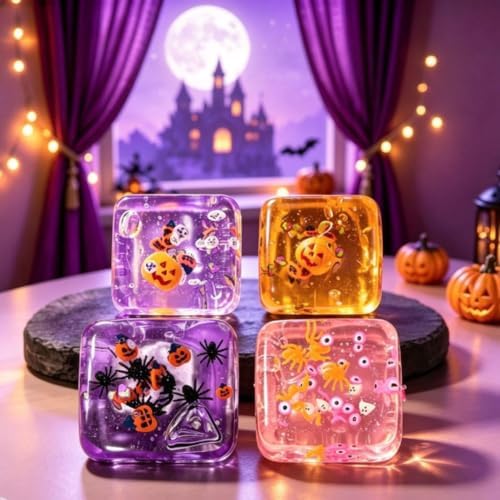 Halloween Ghost Bao Glitter-Squishy Stress Balls with Steamer Halloween Skull Slow-Rise Basket Stuffer Party Favors & Adult(#5)