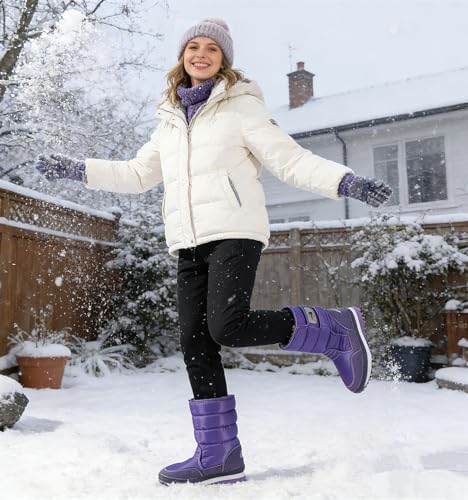 DADAWEN Women's Waterproof Frosty Snow Boot
