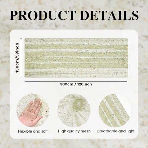 Artoid Mode Sage Green Gold Gauze Table Runner 59x120 Inch 10FT, Glitter Metallic Foil Sheer Dining Wedding Anniversary Holiday Birthday Table Decor for Home Party