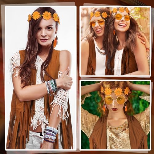 Leumoi 5 Pcs 60s 70s Costume for Women Disco Outfits