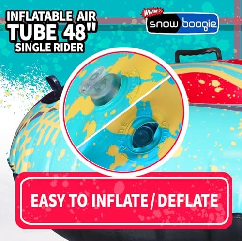 Wham-O Snowboogie Air Tube 48" | Single or Double Rider Snow Sleds | Inflatable Sled with Soft Handles | Slick Bottom | Snow Sledding for Adults & Children | Holidays & Winter (48, Snow)