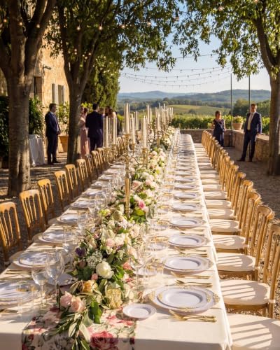 Nervure 700Pcs Gold Plastic Plates, Plastic Dinnerware Set for 100 Guests