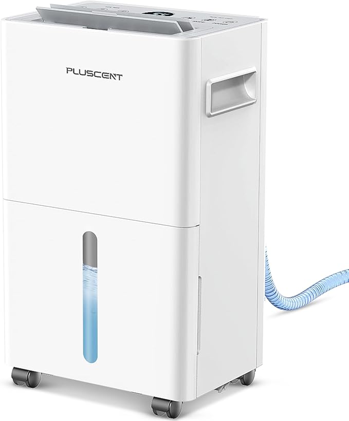 PLUSCENT 21 Pint Dehumidifier for Basement and Home, 1500 Sq Ft Portable Dehumidifier with Drain Hose, Quiet Smart Humidity Control for RV, Bedroom & Bathroom, Auto Defrost, 24H Timer