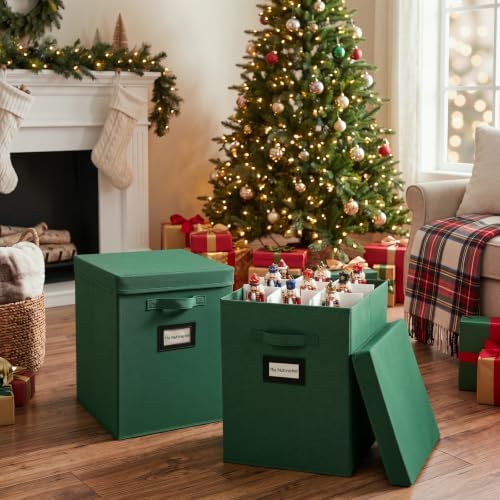 2 Packs Christmas Nutcracker Storage Box 16 Inch Hold 9 Nutcrackers Figurine Collectible with Dividers for Holiday Decor Carolers Santa Figure Nut Cracker Ornaments