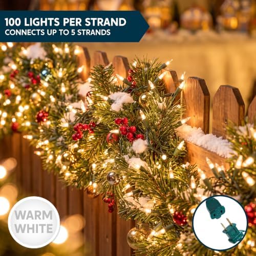 Joiedomi Clear Christmas String Lights Indoor,100 Count Mini White Fairy Light Outdoor,19.4 FT Decor for Patio Dorm Classroom Bedroom Holiday Wedding Party Garland Birthday Festival,Green Wire