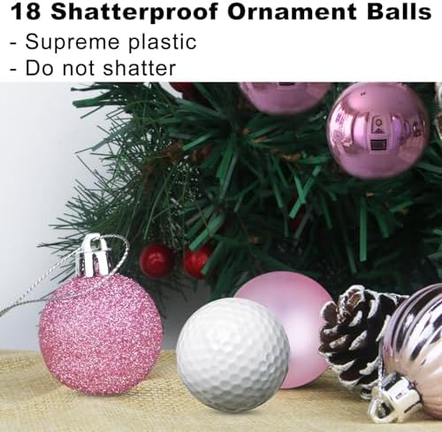 Bubblegun Pink 1.6" Small Christmas Balls Christmas Tree Decoration Ornaments Shatterproof Hanging Balls for Birthday Halloween Holiday Wedding Decorations Set of 18pcs