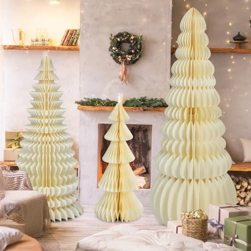 3 Pcs Large Honeycomb Christmas Tree,Classic,White