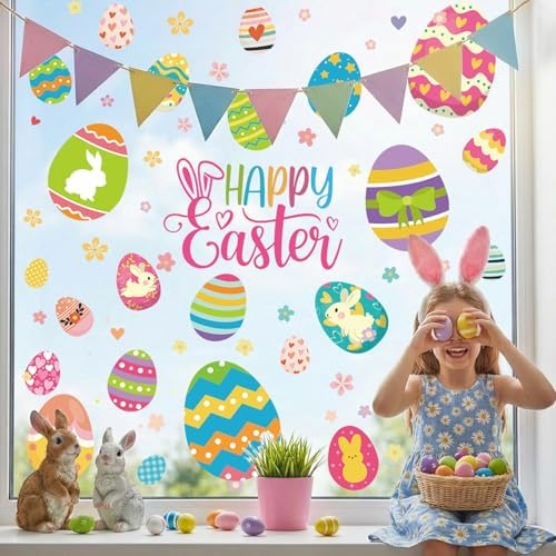 Easter Window Clings Easter Decorations for Home Spring Decor Eggs Stickers