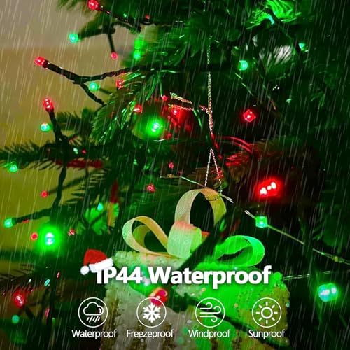OZS Connectable 2-Pack 164Ft 400LED Christmas String Lights, Red & Green