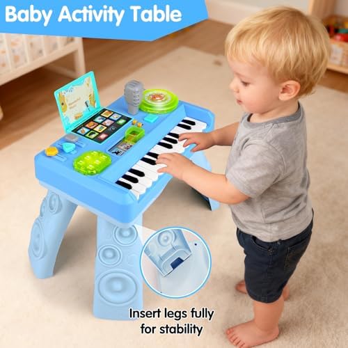 Thremhoo Baby DJ Table Musical Piano Toys for Toddlers with Music & Light