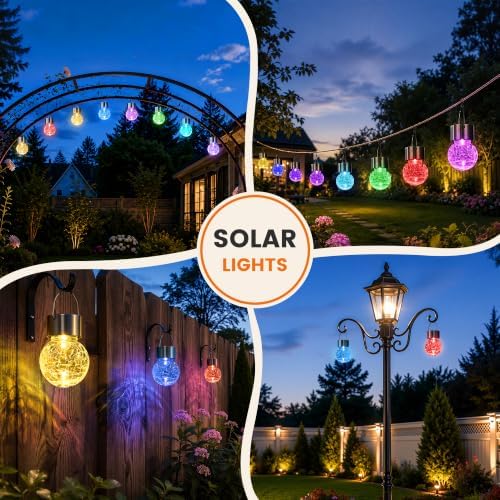 GIGALUMI Solar Hanging Lights Outside Solar Christmas Decoration Light 16Pc