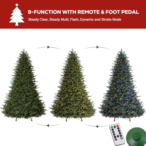 Hykolity 9 ft Prelit Premium Christmas Tree with 1,500 Multicolor LEDs