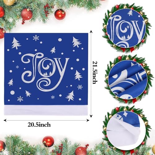 CCINEE 4pcs Christmas Chair Covers for Dining Rooms,Blue Holiday Chair Slipcovers for Kitchen Wedding Xmas Party Table Decor Winter Christmas Chair Back Covers