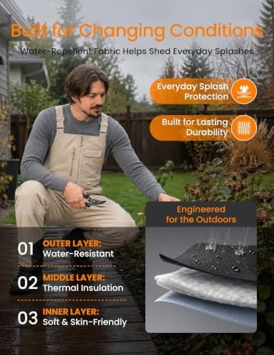 Heated Insulated Bib Overalls for Men with 16000mAh Power Bank