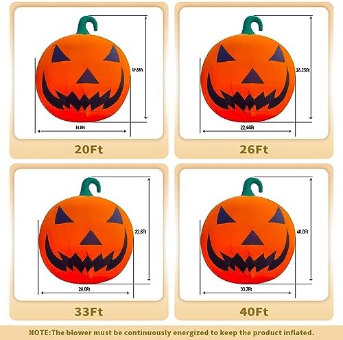 Giant 26Ft Premium Halloween Inflatable Pumpkin Decorations with Blower, Blow up Halloween Decorations Outdoor Holiday Decor for Outdoor Yard Lawn Xmas Party with No Light