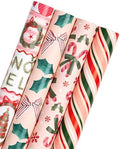 WRAPAHOLIC 30 Inch Christmas Wrapping Paper Roll - Jumbo Roll Red and Green Christmas Decor, Candy Canes, Holly and Bow Wrapping Paper - 4 Rolls - 30 Inch x 120 Inch Per Roll