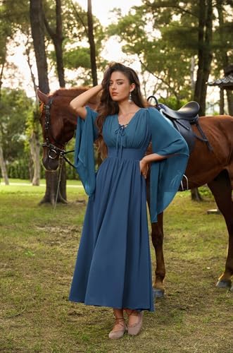 Scarlet Darkness Renaissance Costume Women Pirate Medieval Maxi Dress