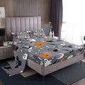 Halloween Theme Sheet Set Kids Boys Girls Pumpkin Lantern Fitted Sheets Set Full Size Owl Cat Ghost Bedding Sheet Sets Includes 1 Flat Sheet,1 Fitted Sheet,2 Pillowcases