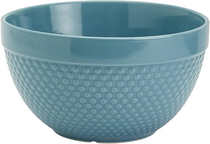Tabletops Gallery Hobnail Style 4 Piece Blue Storm Stoneware Nesting Mixing Bowl Set for Baking and Cooking